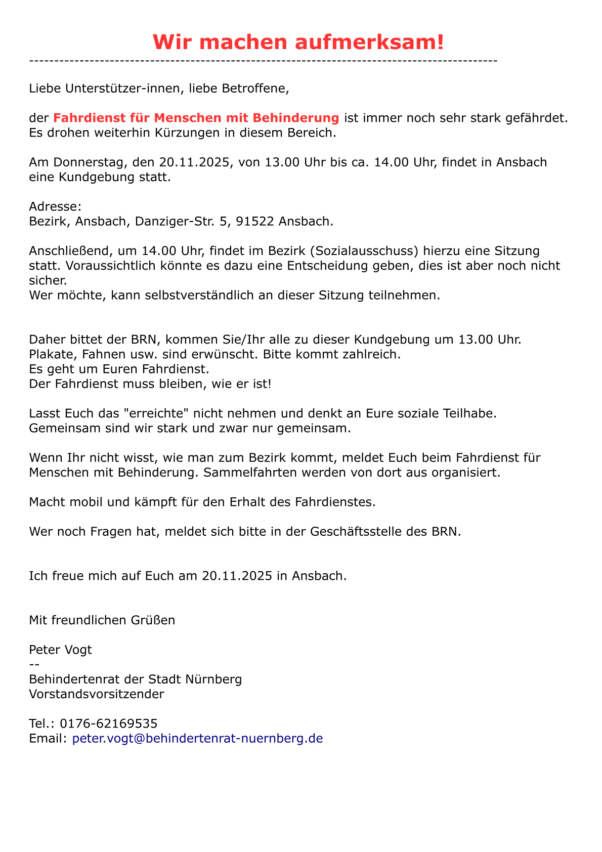 Aufruf Demonstration 1